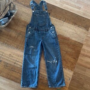 GAP Dark Blue Distressed Denim Overalls